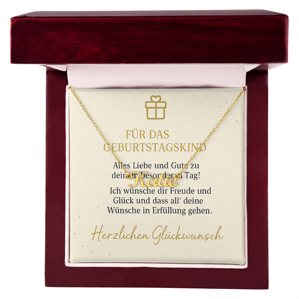 Namenskette inkl. Karte Geburtstag - Variante 1
