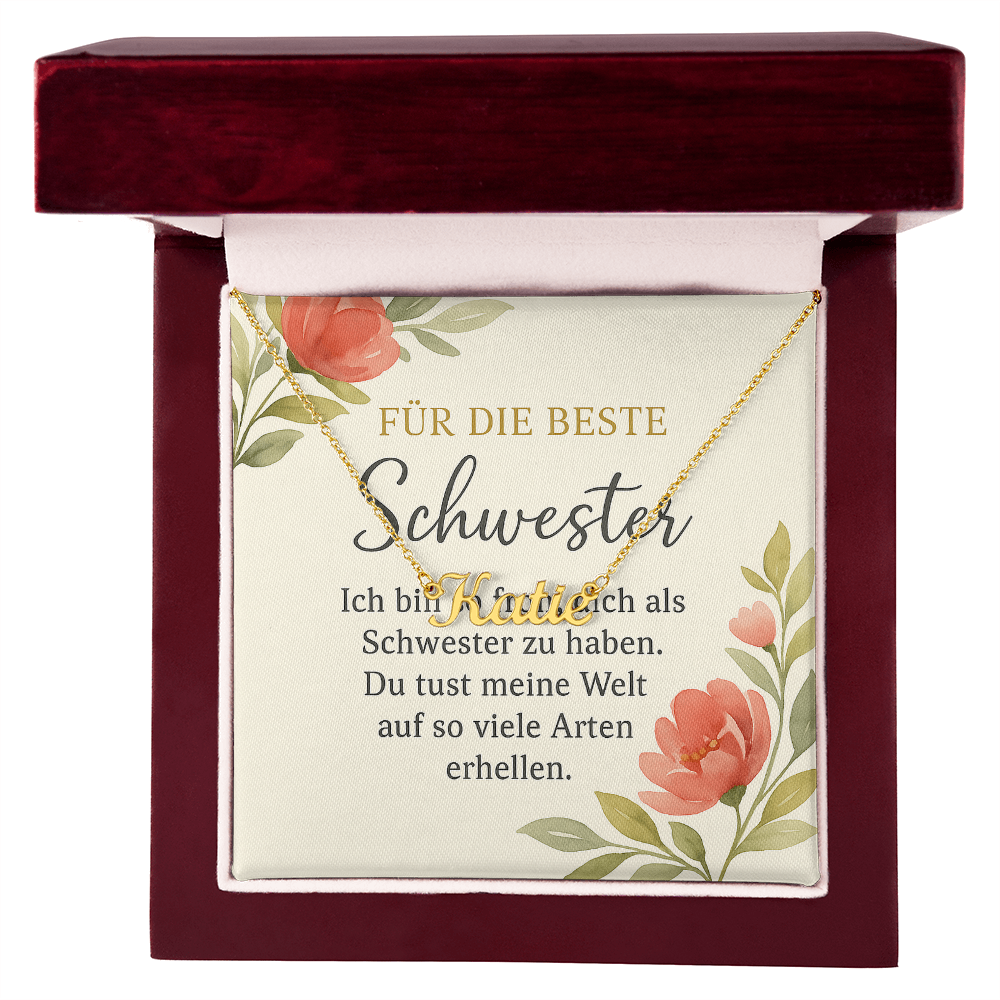 Namenskette inkl. Karte Schwester - Variante 1