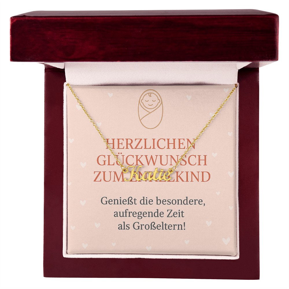 Namenskette inkl. Karte - Glückwunsch Enkelkind
