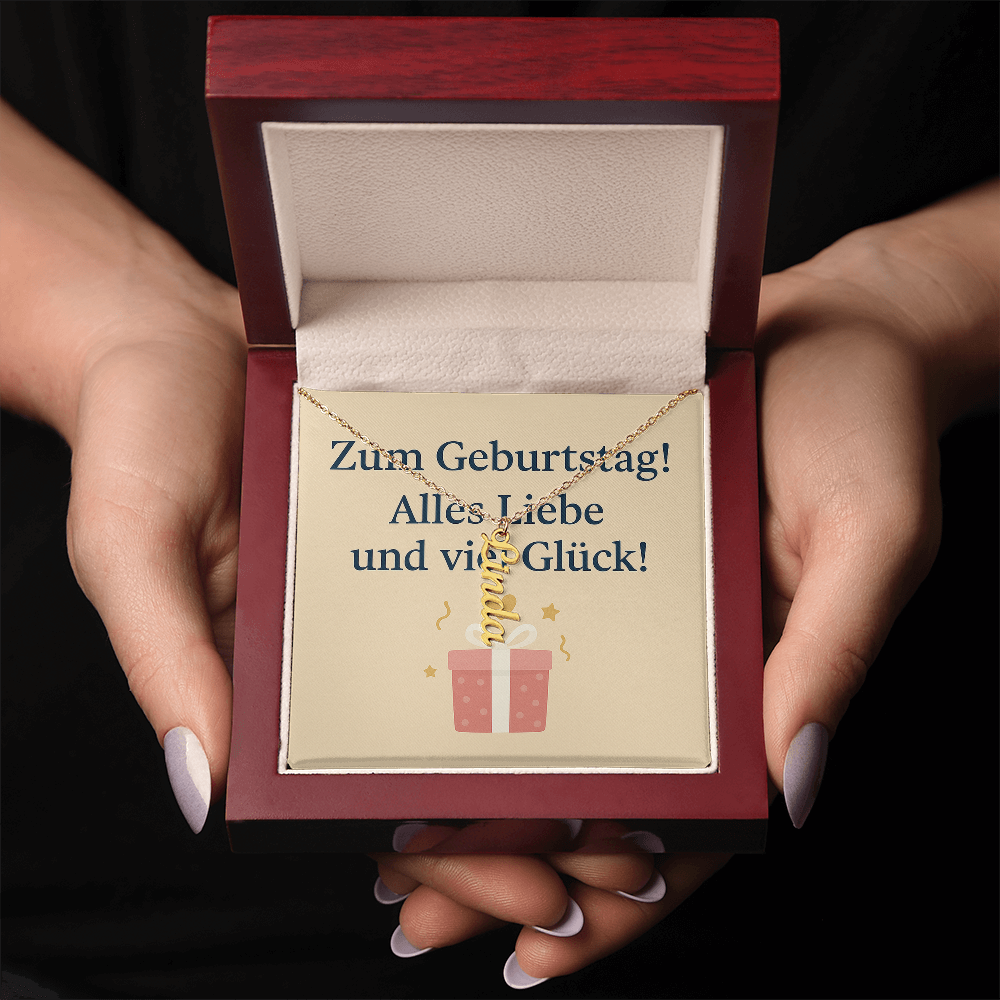 Namenskette vertikal inkl. Karte "Geburtstag" - Variante 5