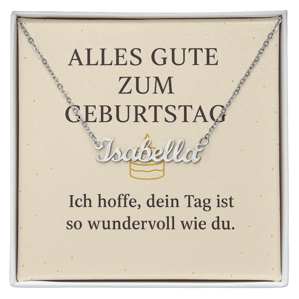 Namenskette inkl. Karte Geburtstag - Variante 2