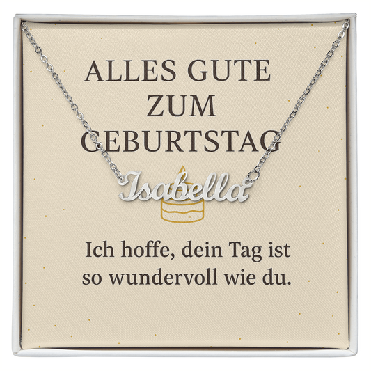 Namenskette inkl. Karte Geburtstag - Variante 2
