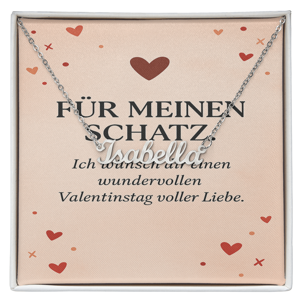 Namenskette inkl. Karte Valentinstag - Variante 2