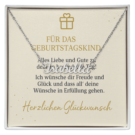 Namenskette inkl. Karte Geburtstag - Variante 1