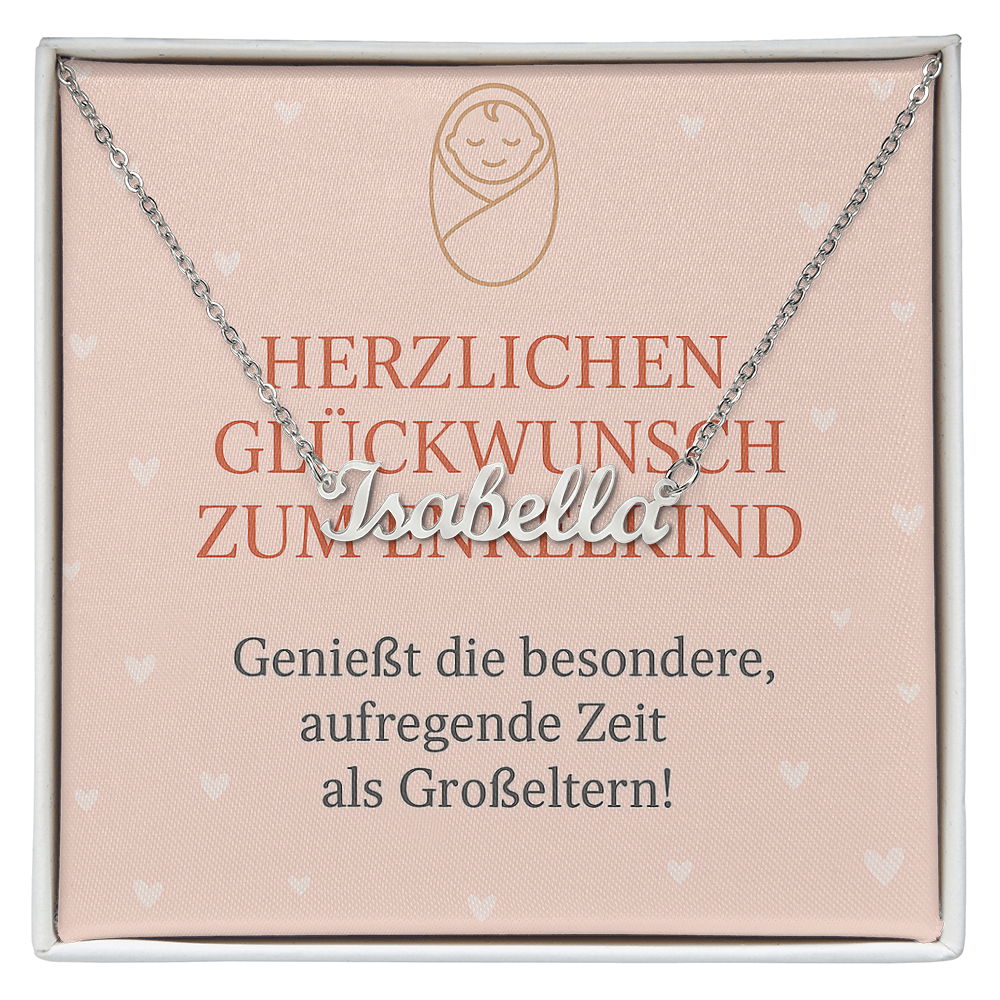 Namenskette inkl. Karte - Glückwunsch Enkelkind