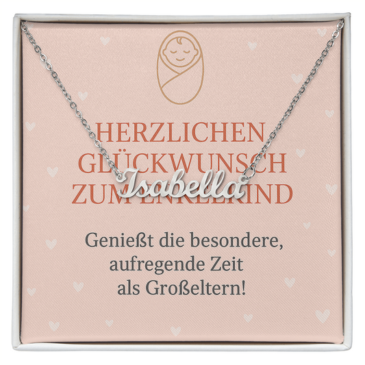 Namenskette inkl. Karte - Glückwunsch Enkelkind