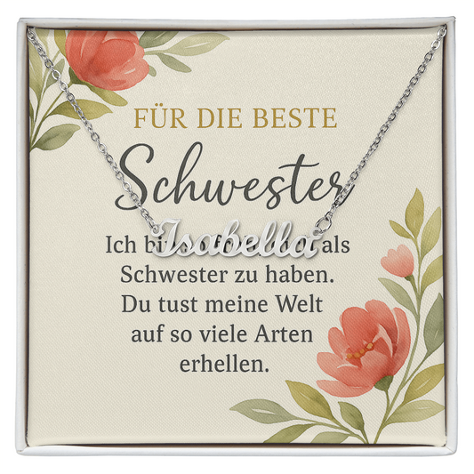 Namenskette inkl. Karte Schwester - Variante 1