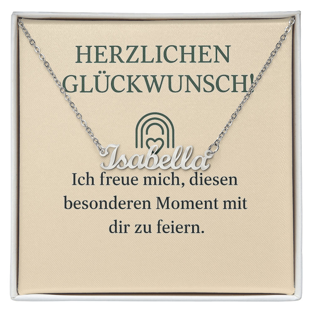 Namenskette inkl. Karte Glückwunsch - Variante 2