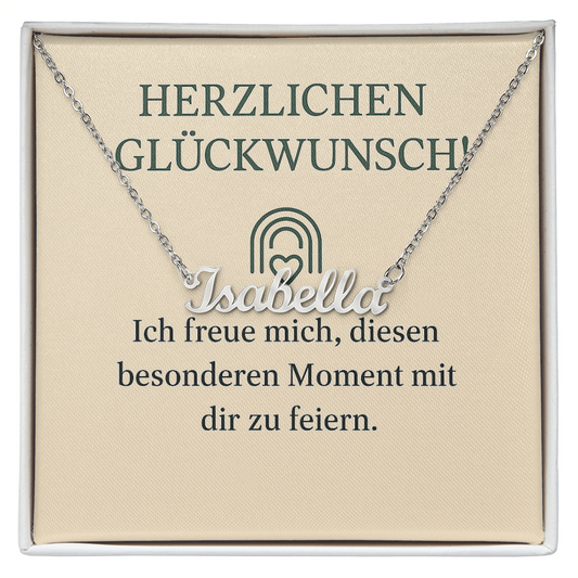 Namenskette inkl. Karte Glückwunsch - Variante 2