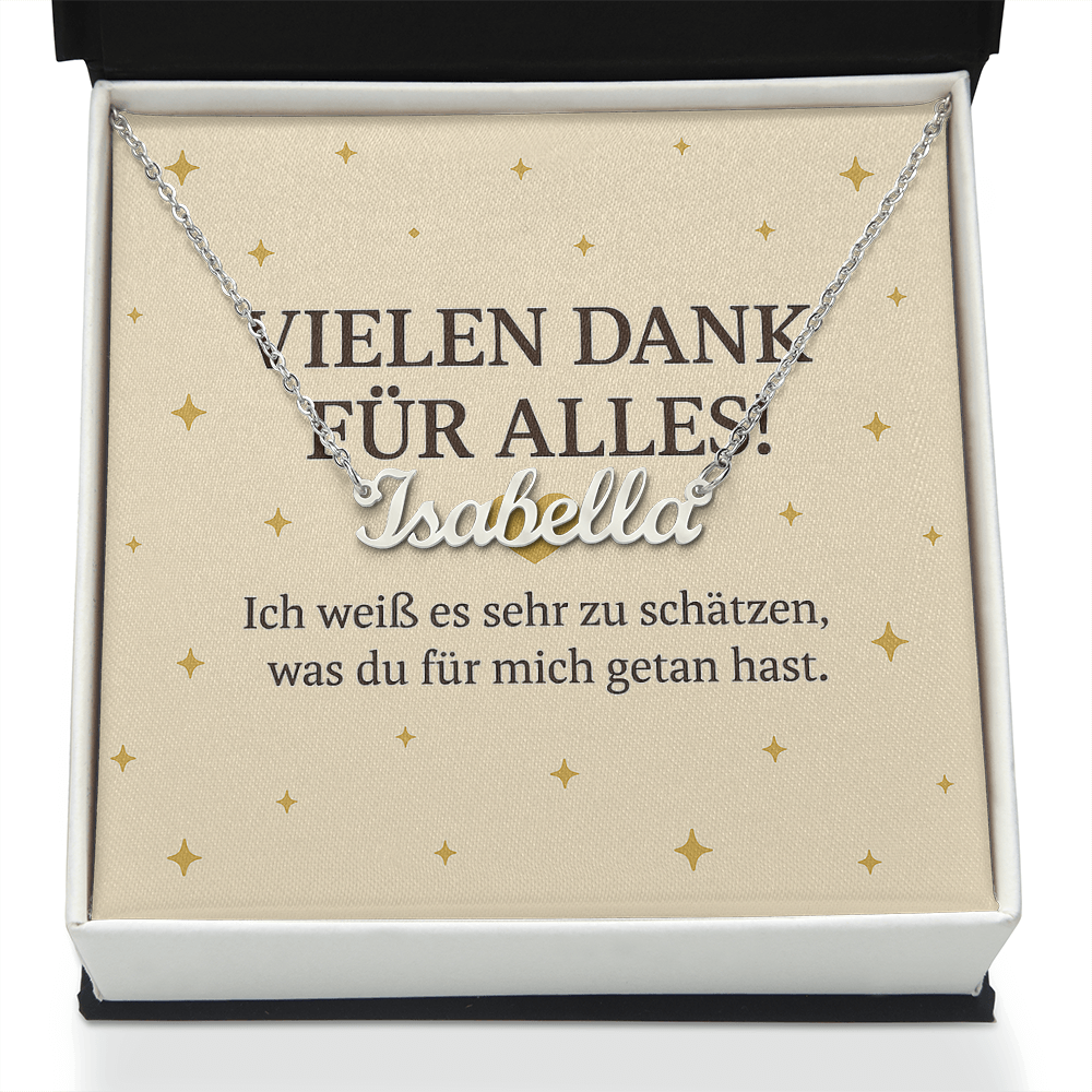 Namenskette inkl. Dankeskarte - Variante 1