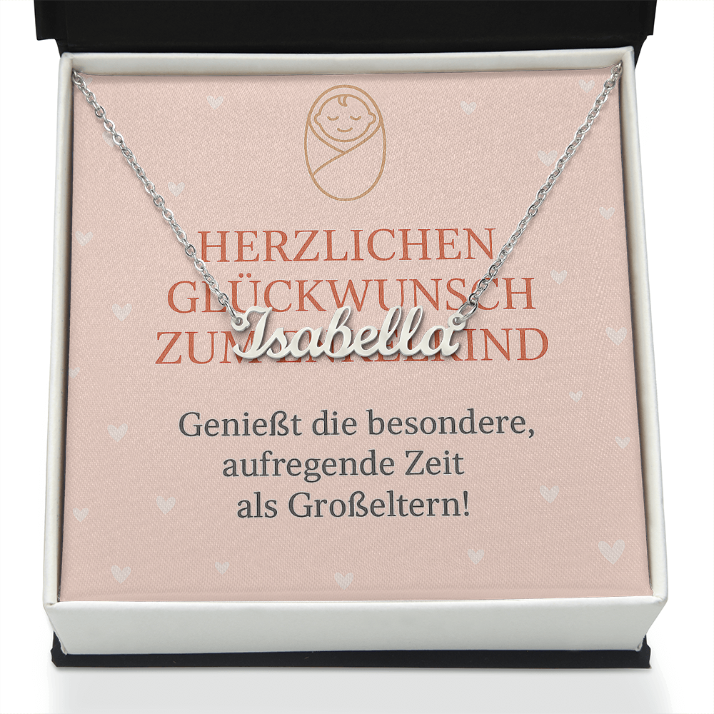 Namenskette inkl. Karte - Glückwunsch Enkelkind