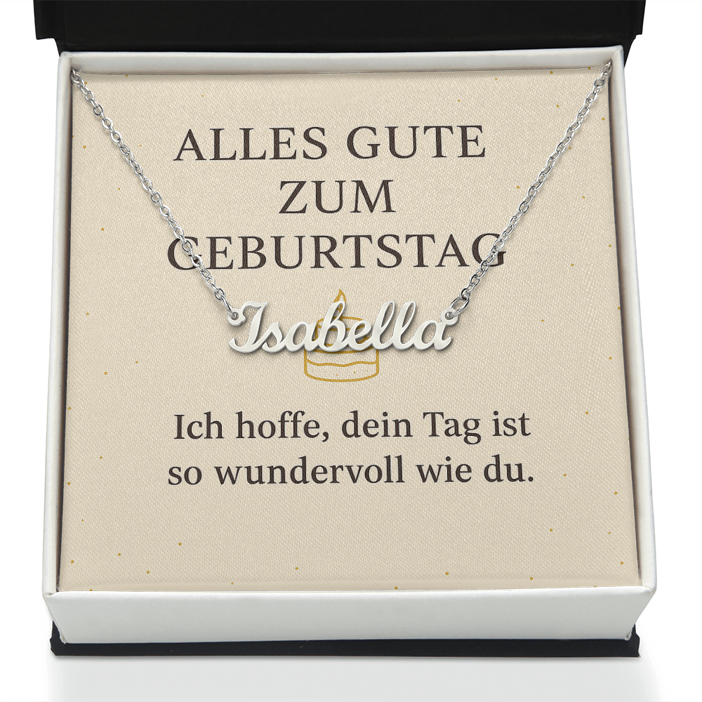 Namenskette inkl. Karte Geburtstag - Variante 2