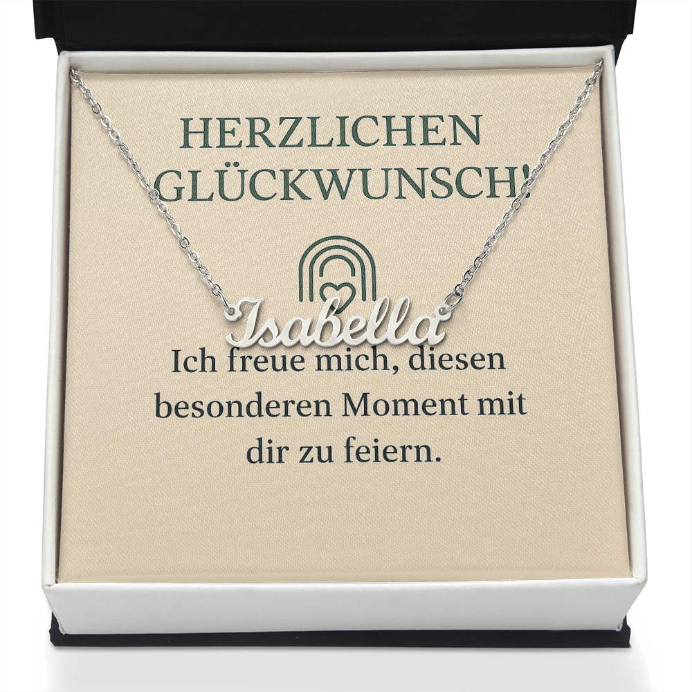 Namenskette inkl. Karte Glückwunsch - Variante 2