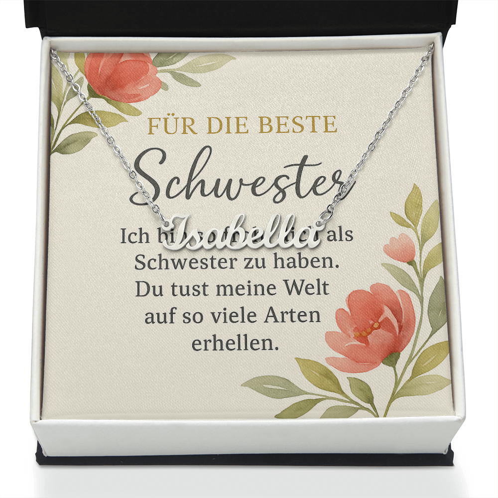 Namenskette inkl. Karte Schwester - Variante 1