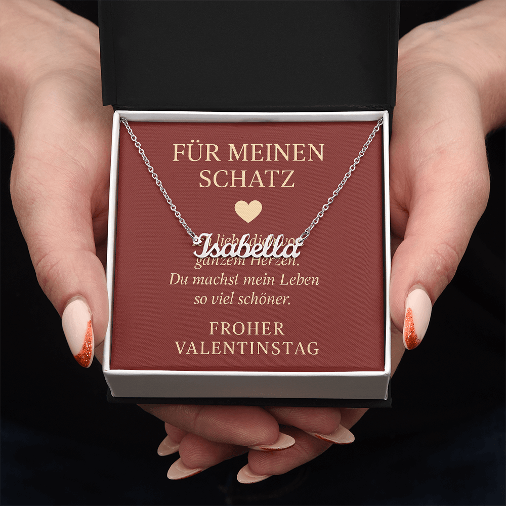 Namenskette inkl. Karte Valentinstag - Variante 3
