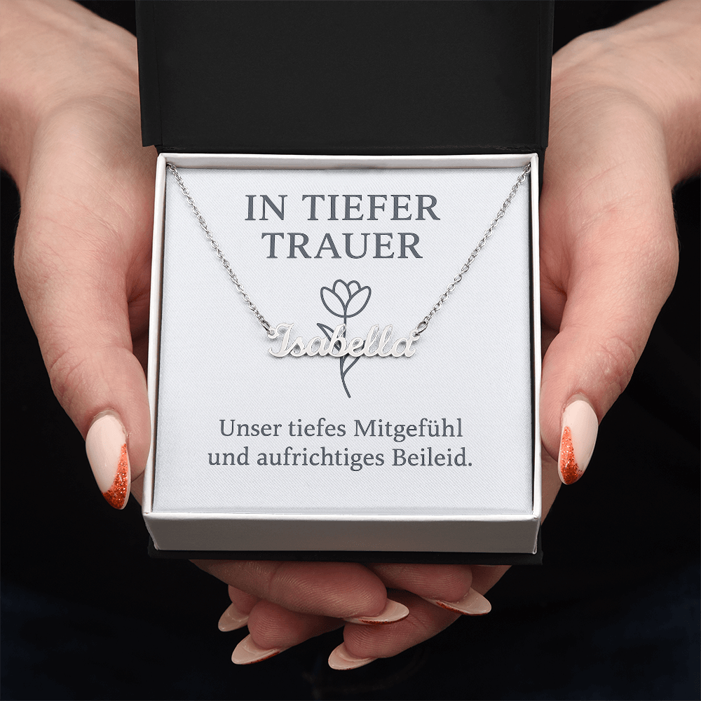 Namenskette inkl. Karte Trauer - Variante 1