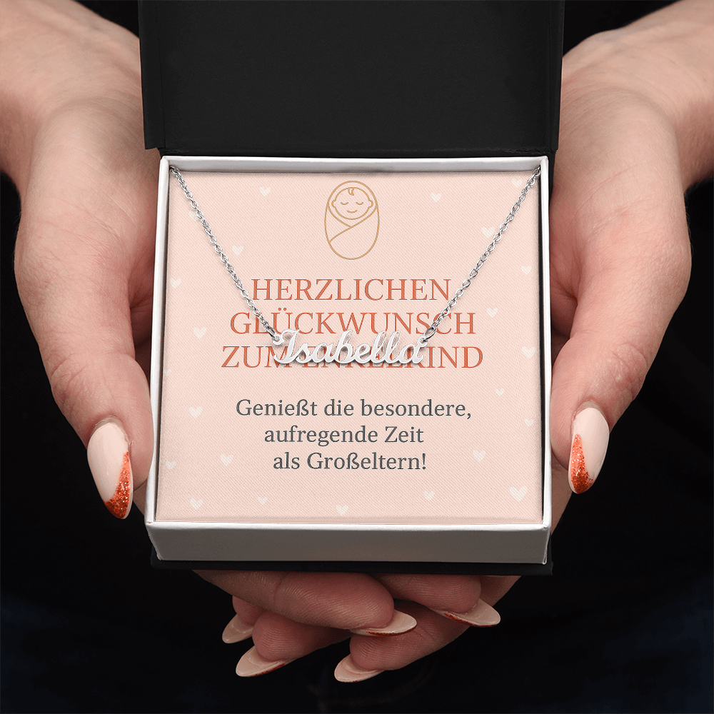 Namenskette inkl. Karte - Glückwunsch Enkelkind