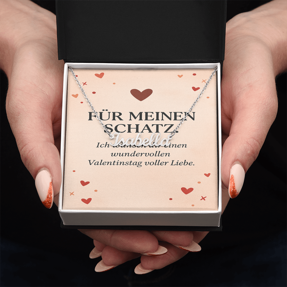 Namenskette inkl. Karte Valentinstag - Variante 2