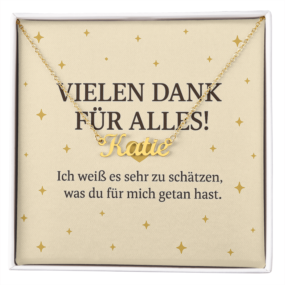 Namenskette inkl. Dankeskarte - Variante 1