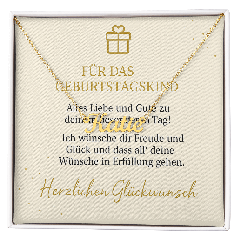 Namenskette inkl. Karte Geburtstag - Variante 1
