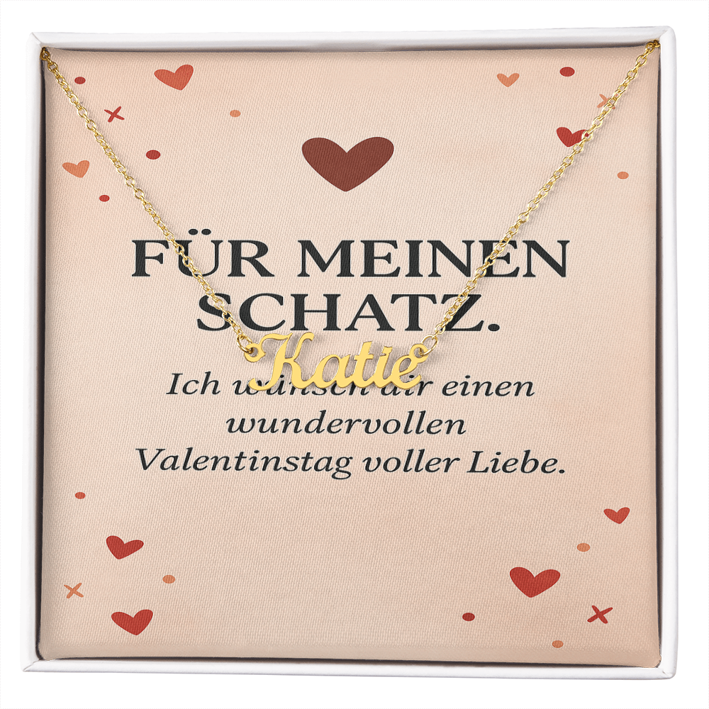 Namenskette inkl. Karte Valentinstag - Variante 2