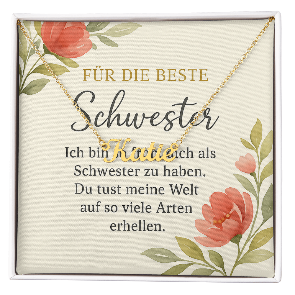 Namenskette inkl. Karte Schwester - Variante 1