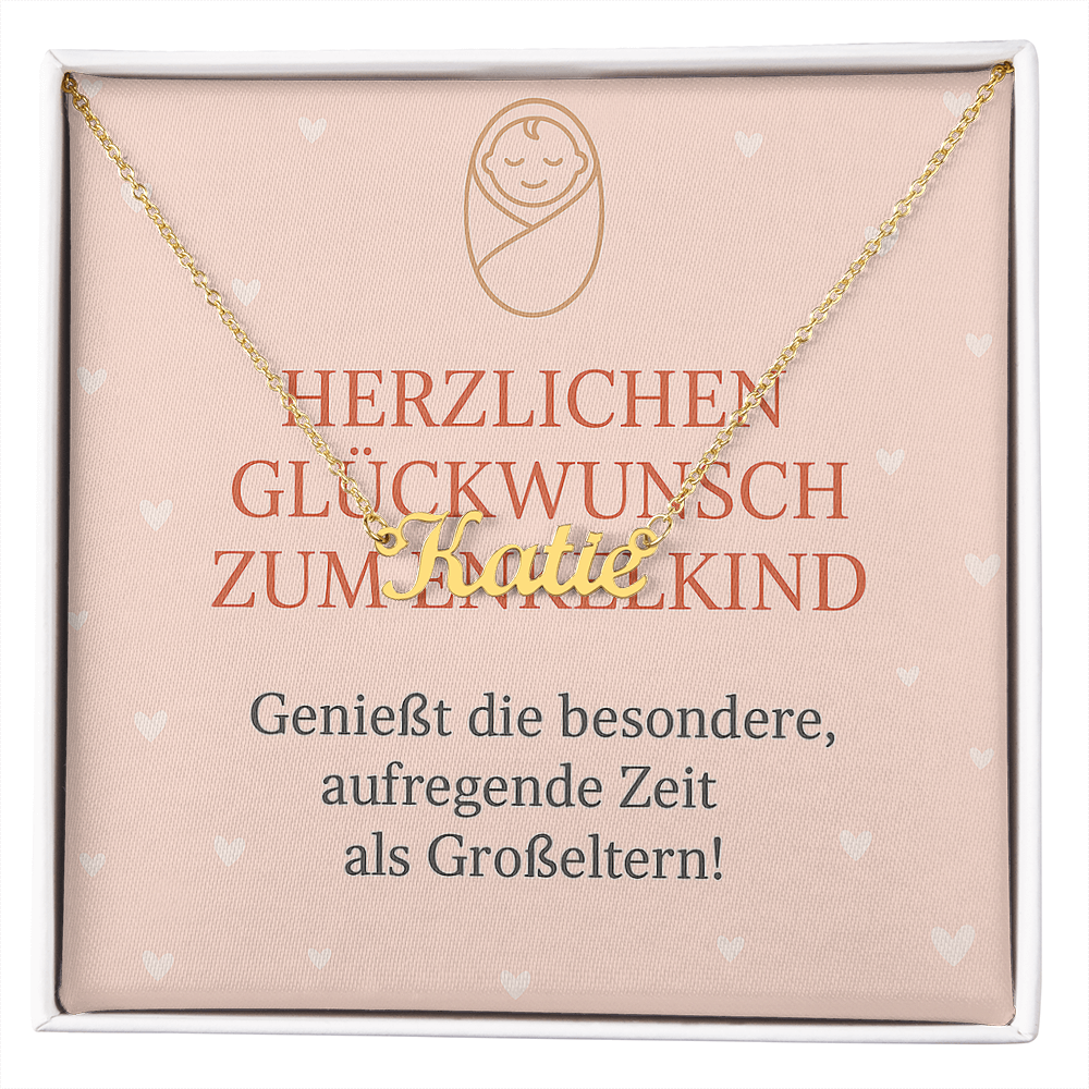 Namenskette inkl. Karte - Glückwunsch Enkelkind