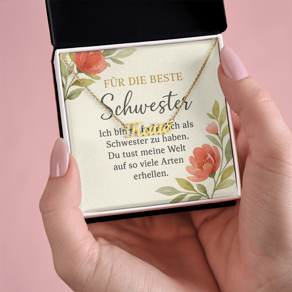 Namenskette inkl. Karte Schwester - Variante 1