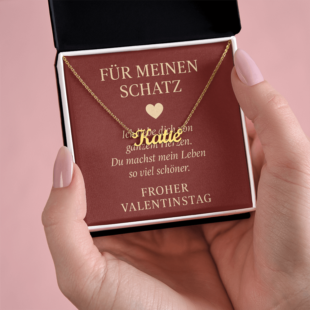Namenskette inkl. Karte Valentinstag - Variante 3