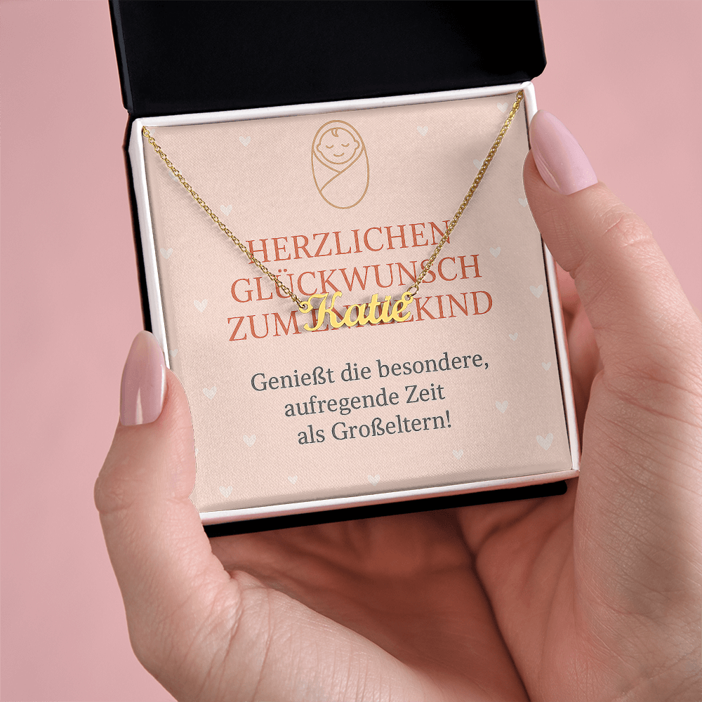 Namenskette inkl. Karte - Glückwunsch Enkelkind