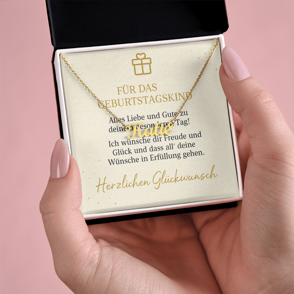 Namenskette inkl. Karte Geburtstag - Variante 1
