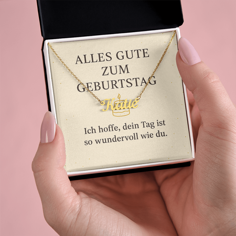 Namenskette inkl. Karte Geburtstag - Variante 2