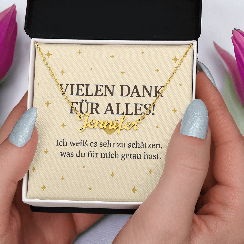 Namenskette inkl. Dankeskarte - Variante 1
