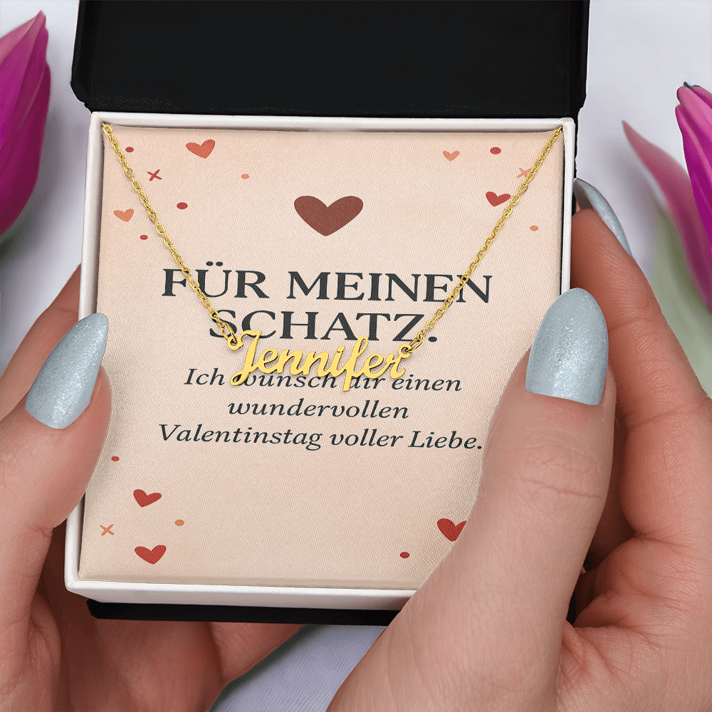Namenskette inkl. Karte Valentinstag - Variante 2