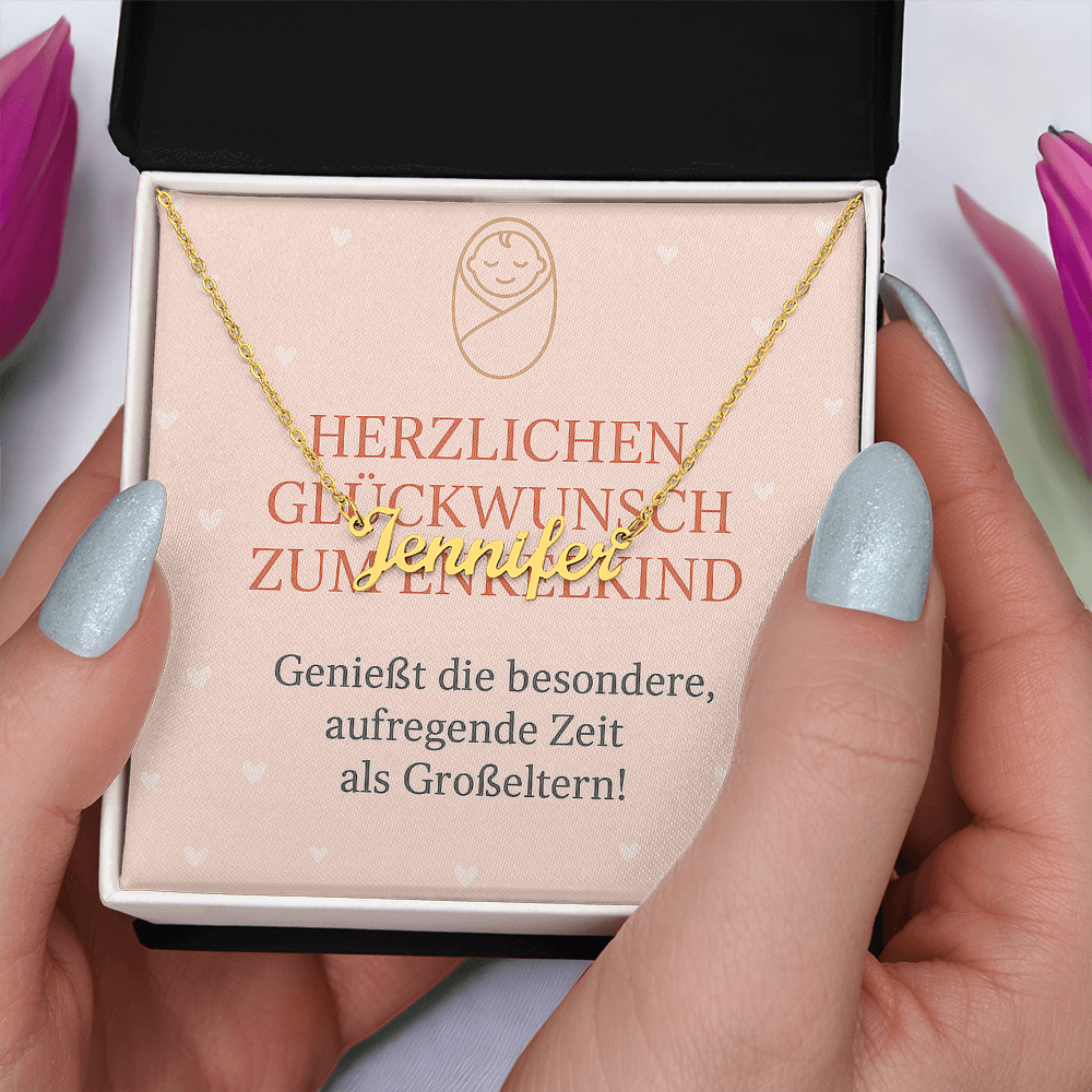 Namenskette inkl. Karte - Glückwunsch Enkelkind