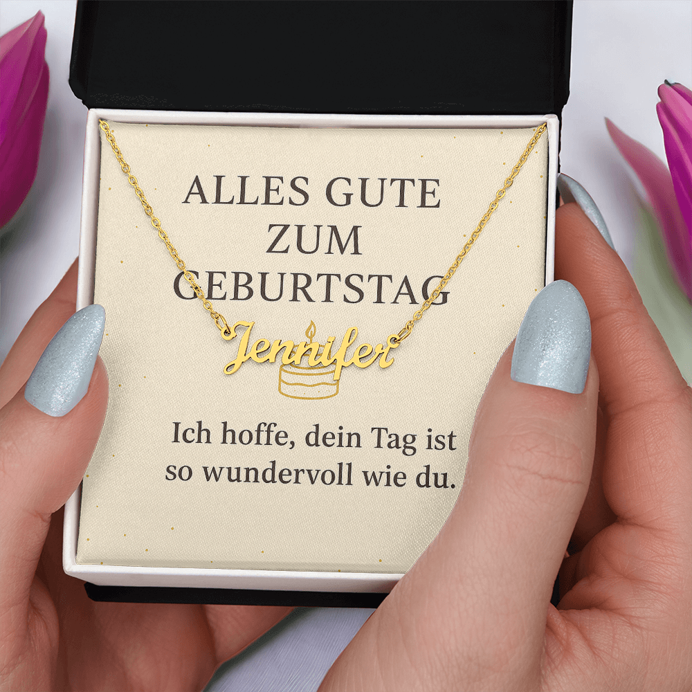 Namenskette inkl. Karte Geburtstag - Variante 2