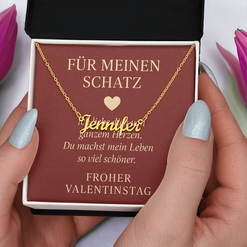 Namenskette inkl. Karte Valentinstag - Variante 3