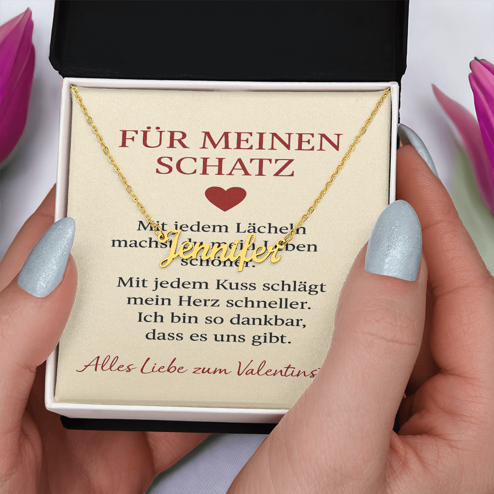 Namenskette inkl. Karte Valentinstag - Variante 5