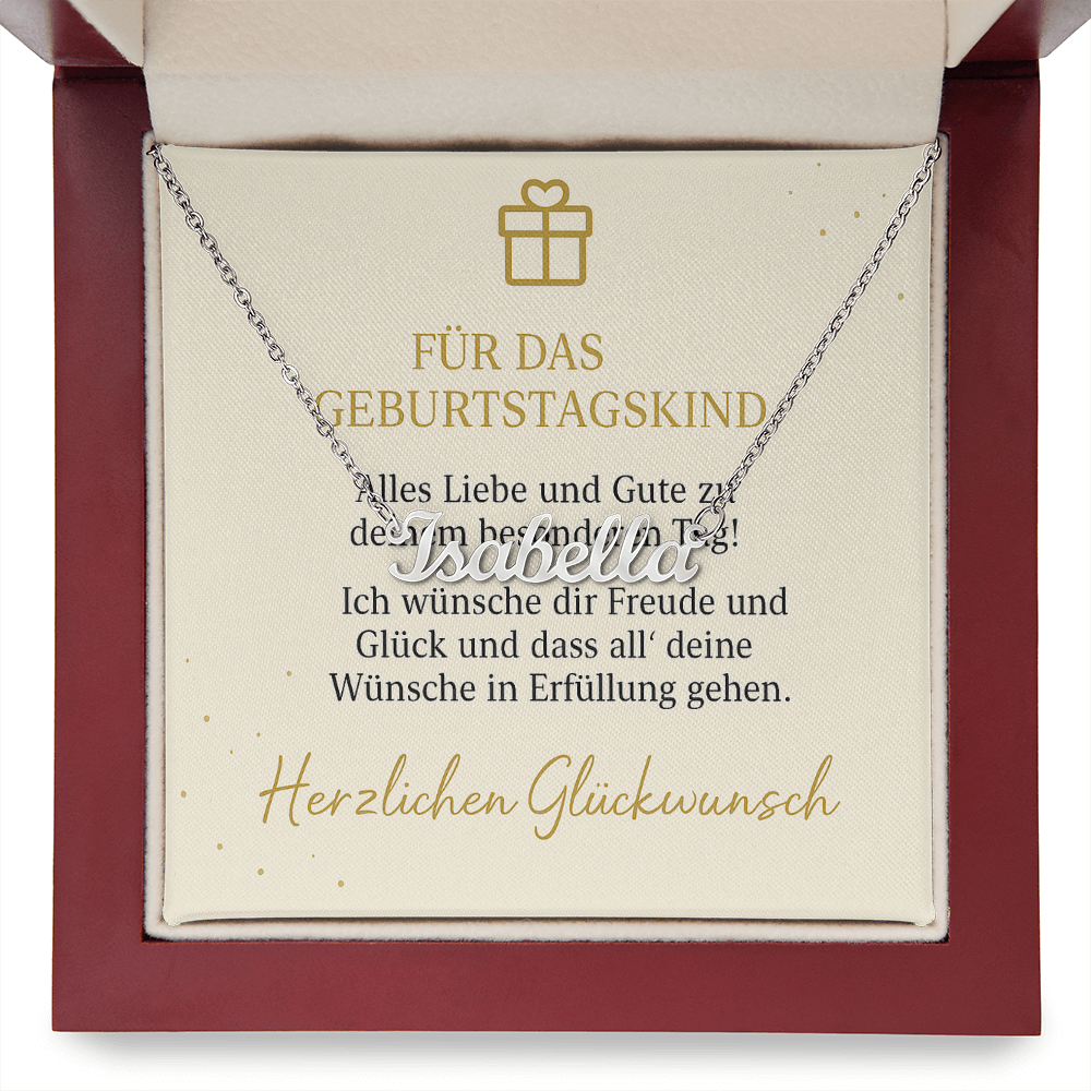 Namenskette inkl. Karte Geburtstag - Variante 1