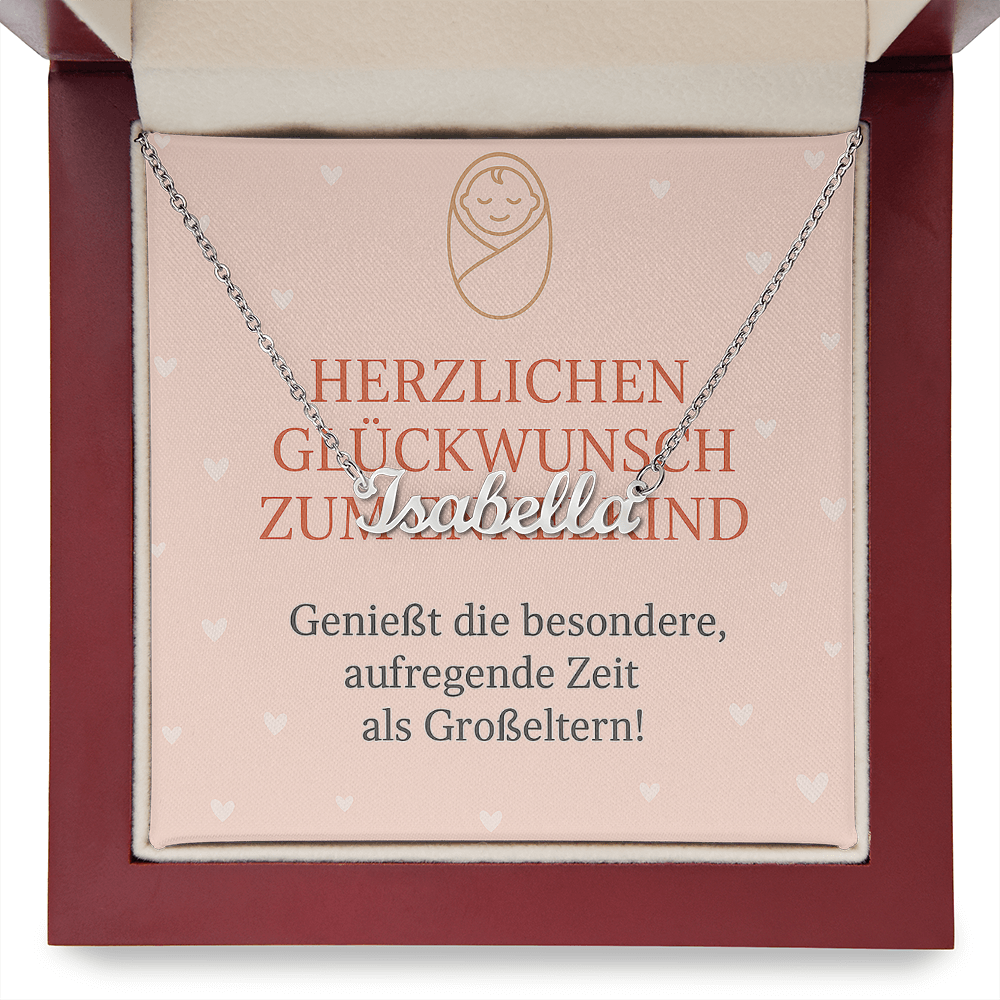 Namenskette inkl. Karte - Glückwunsch Enkelkind