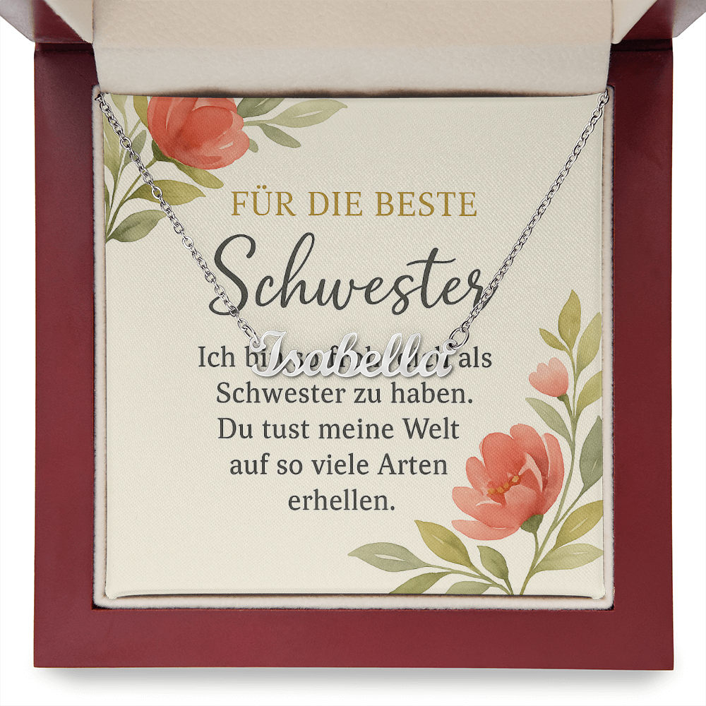 Namenskette inkl. Karte Schwester - Variante 1