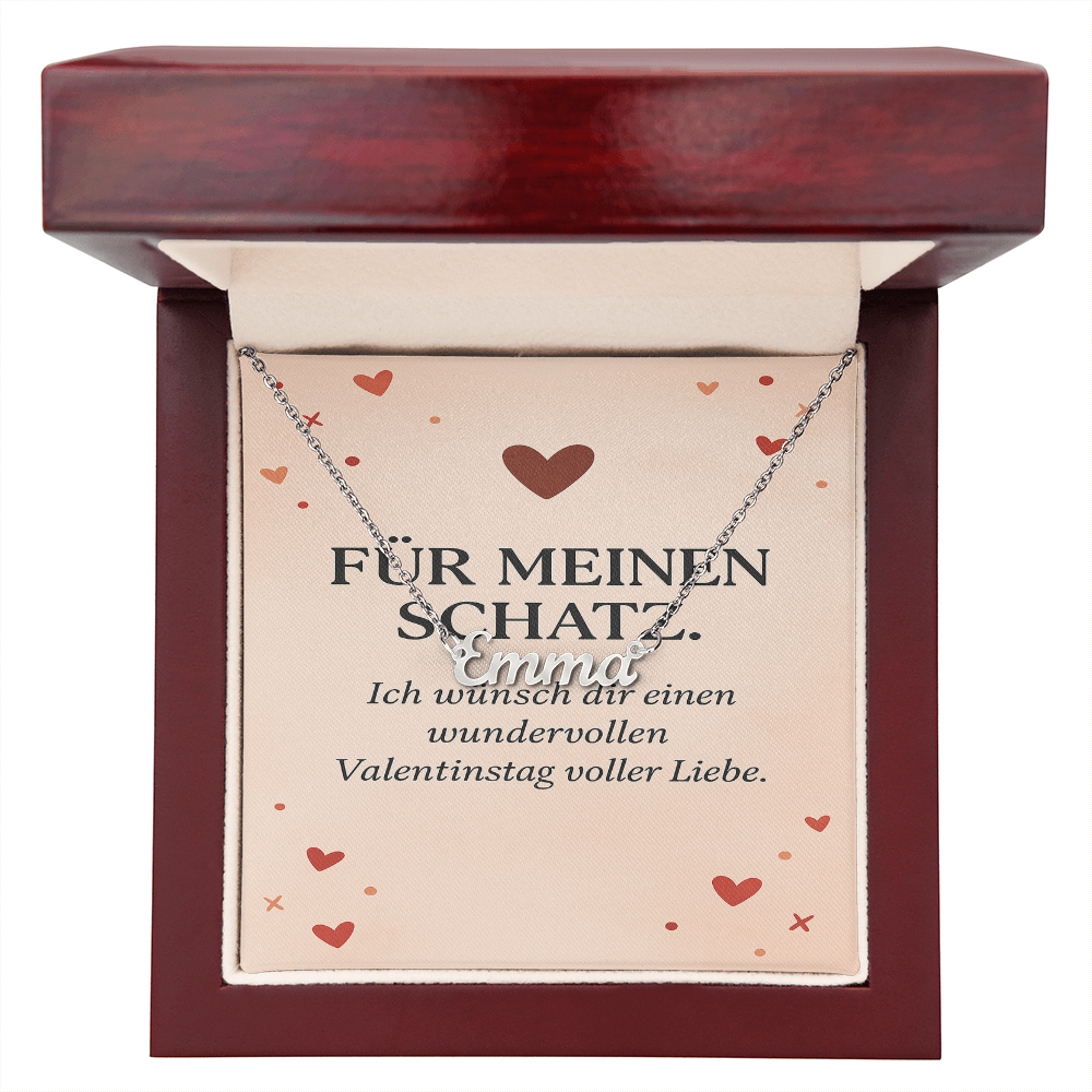 Namenskette inkl. Karte Valentinstag - Variante 2