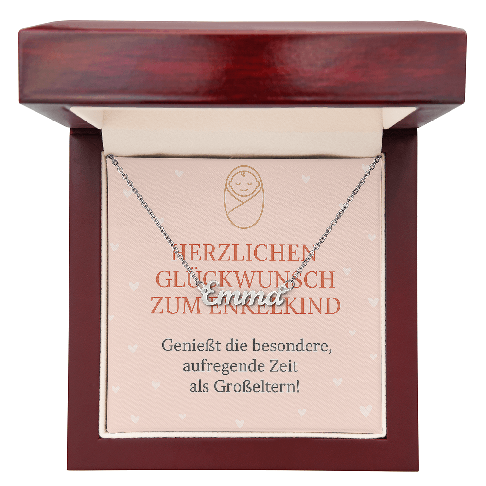 Namenskette inkl. Karte - Glückwunsch Enkelkind