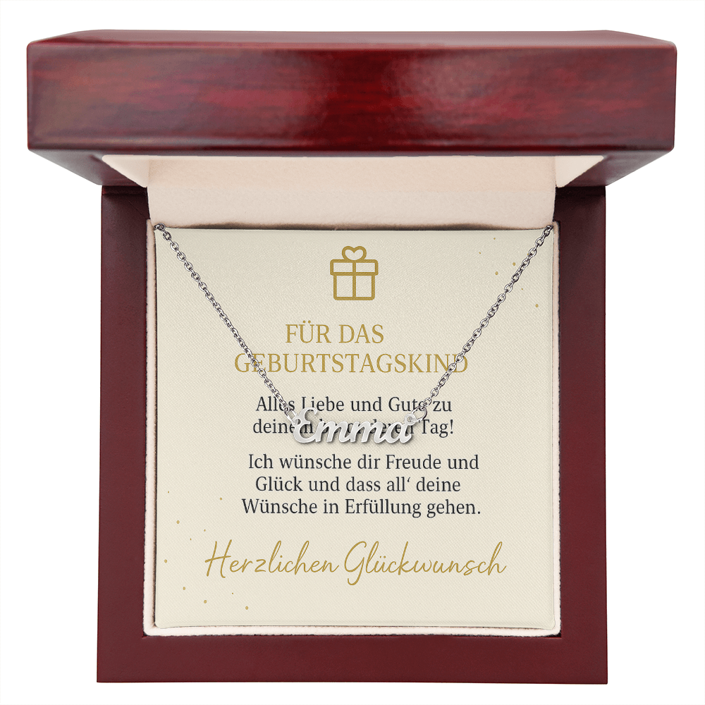 Namenskette inkl. Karte Geburtstag - Variante 1