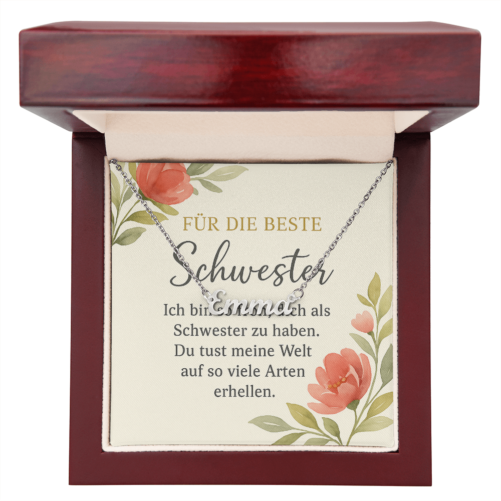 Namenskette inkl. Karte Schwester - Variante 1