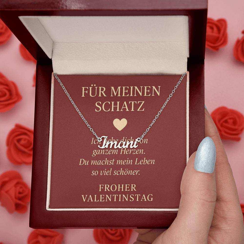 Namenskette inkl. Karte Valentinstag - Variante 3