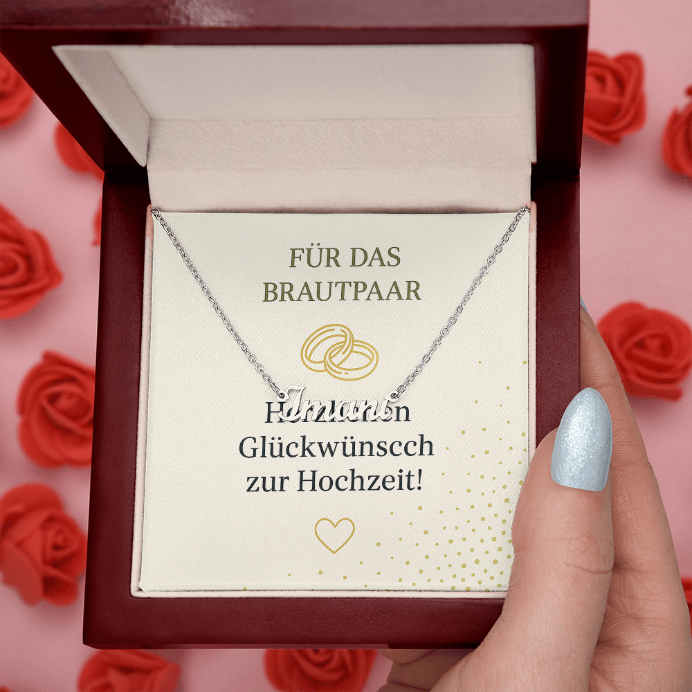 Namenskette inkl. Karte Hochzeit- Variante 1