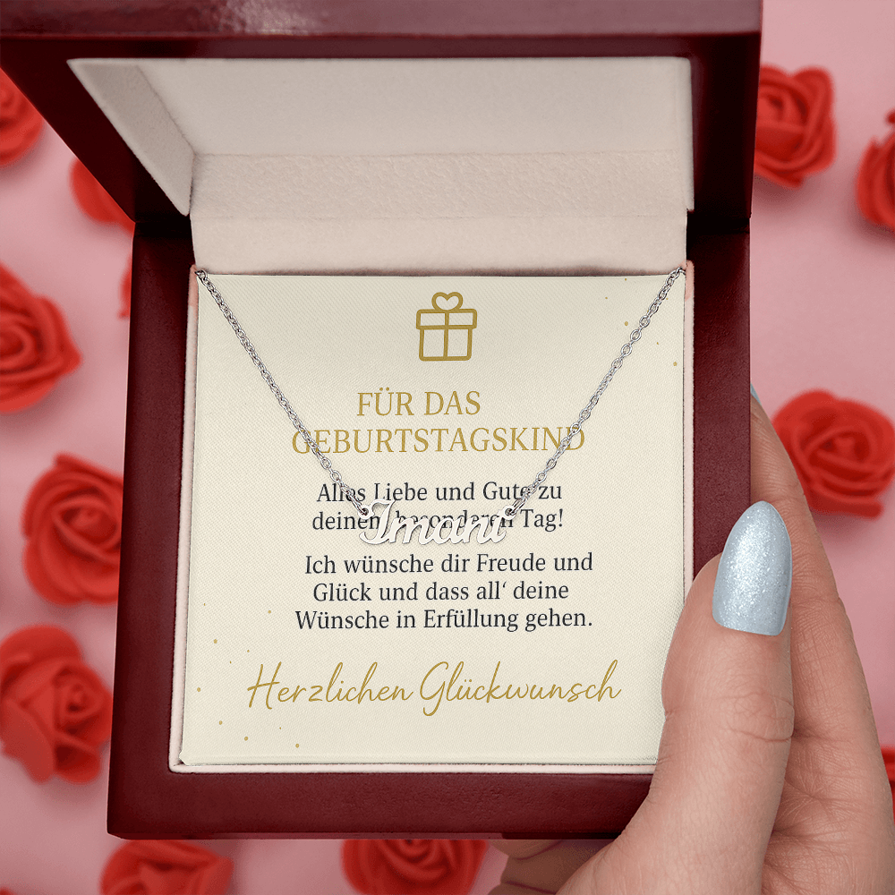 Namenskette inkl. Karte Geburtstag - Variante 1
