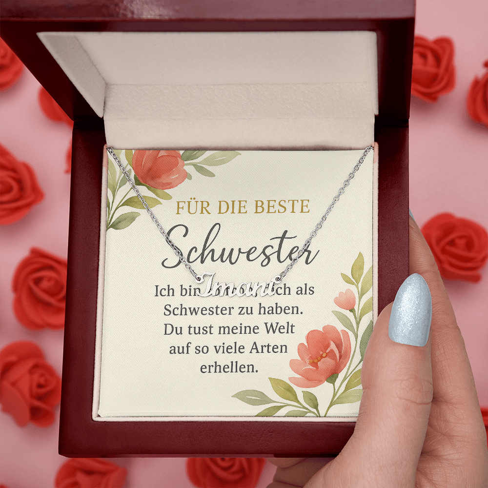 Namenskette inkl. Karte Schwester - Variante 1