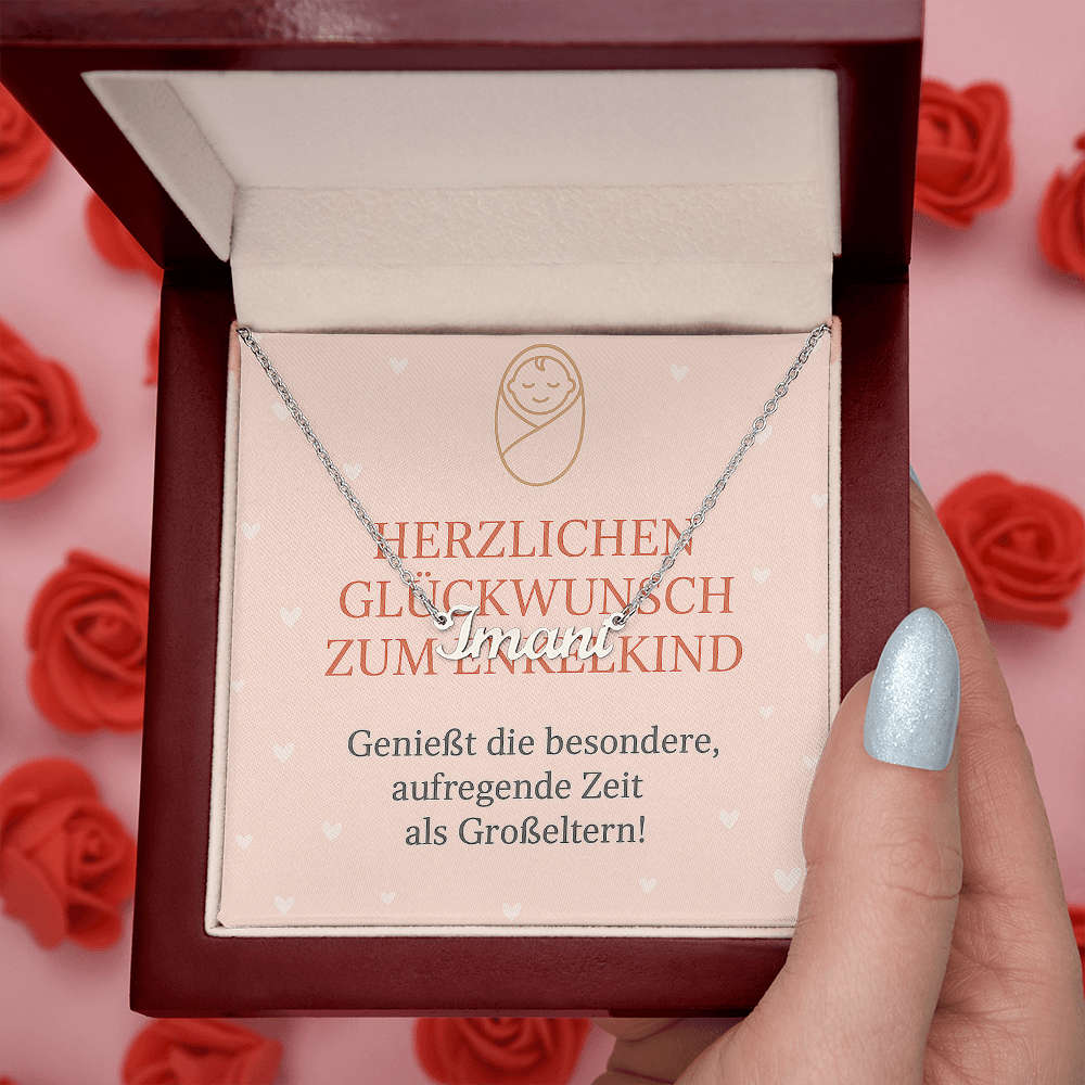 Namenskette inkl. Karte - Glückwunsch Enkelkind